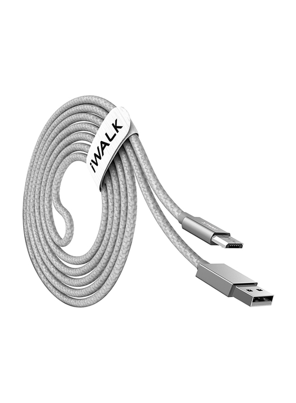 Iwalk 2-Meter Premium Micro-B USB Cable, Fast Charging USB Type A Male to Micro-B USB for Micro-B USB Devices, Silver