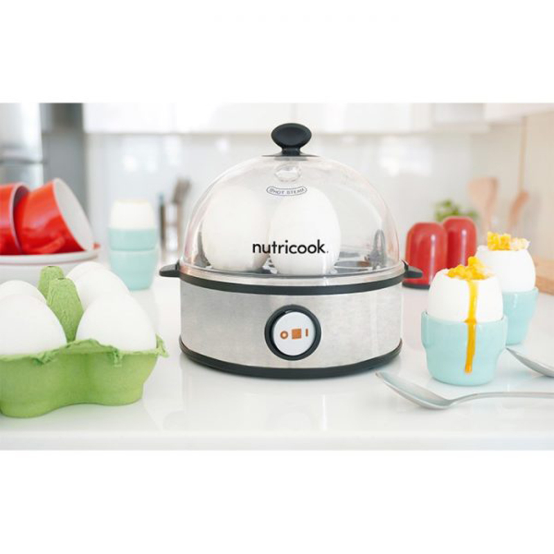 Nutri Cook Rapid 7-Eggs Electric Stainless Steel Egg Cooker, 360W, NC-EC360, Silver/Clear