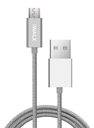 Iwalk 2-Meter High Tech Micro-B USB Cable, USB Type A Male to Micro-B USB for Micro-B USB Devices, Silver