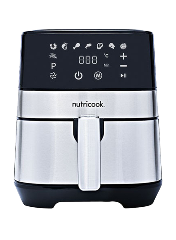 

Nutri Cook Rapid 5.5L Electric Stainless Steel Air Fryer, 1700W, NC-RAF55, Silver/Black