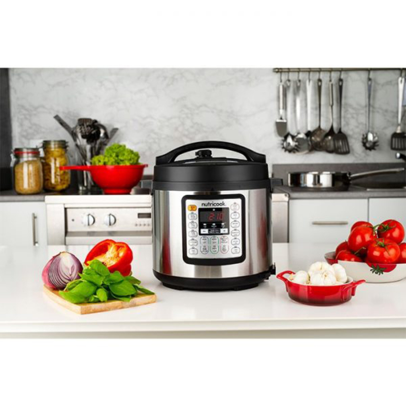 Nutri Cook Eko 6L Smart Pot Electric Stainless Steel Rice Cooker, 1000W, NC-SPEK6, Silver/Black