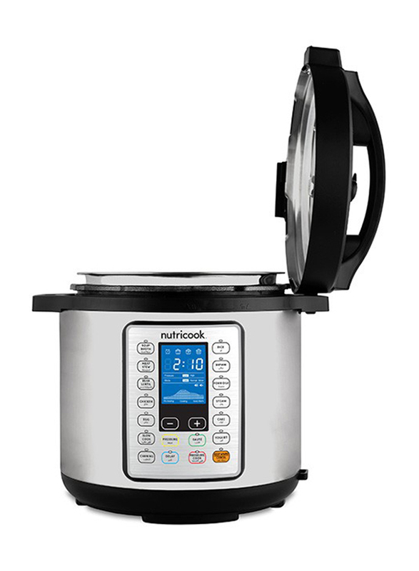 Nutri Cook Prime 6L Smart Pot Electric Stainless Steel Rice Cooker, 1000W, NC-SPPR6, Silver/Black