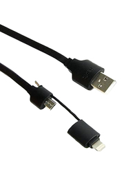 Havit 1-Meter 2-in-1 Cable, High Speed USB 2.0 Type-A Male to Lightning/Micro-B USB for Smartphones/Tablets, Black