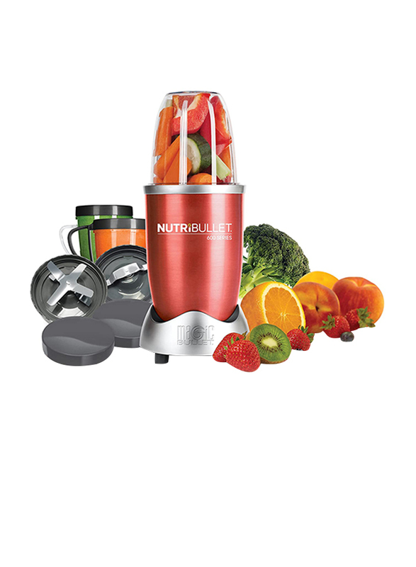 Nutribullet 12-Piece 680ml Electric Stainless Steel/Plastic Blender Set, 600W, NBR-1212R, Red