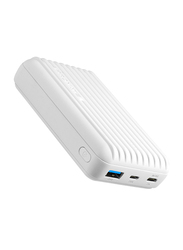 Promate 10000mAh Titan-10C Type-C Power Bank, Micro USB Input and 2.1A USB Port, Automatic Voltage Regulation for USB and Type-C Enabled Devices, White