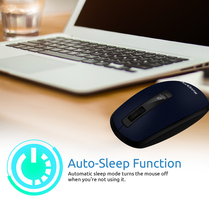 Promate CLIX-3 2.4 Ghz USB Wireless Ergonomic Mouse, Precision Scrolling for Windows Mac, Blue