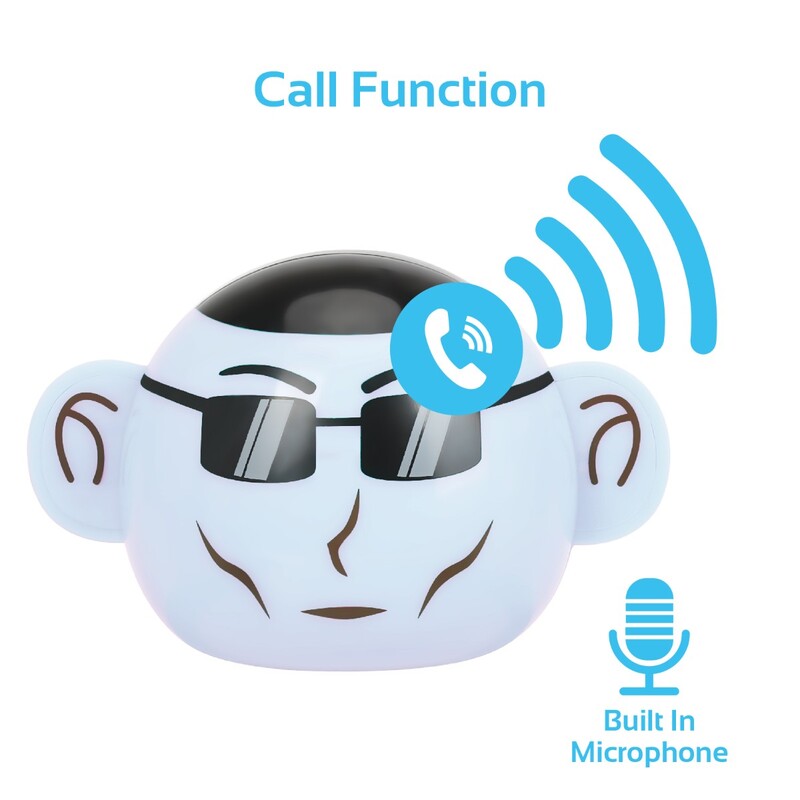 Promate Ape Bluetooth Speaker, Portable Monkey Shape Multifunction Wireless with 3.5mm Audio Jack and Thumbs-up Adjustable Flexible Smartphone Holder, White