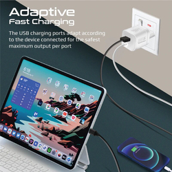Promate USB-C EU Wall Charger, Premium 33W Adapter with 22.5W Quick Charge 3.0 Port, In-Built 1.5M Type-C Cable, PowerPort-PDQC3 EU, White