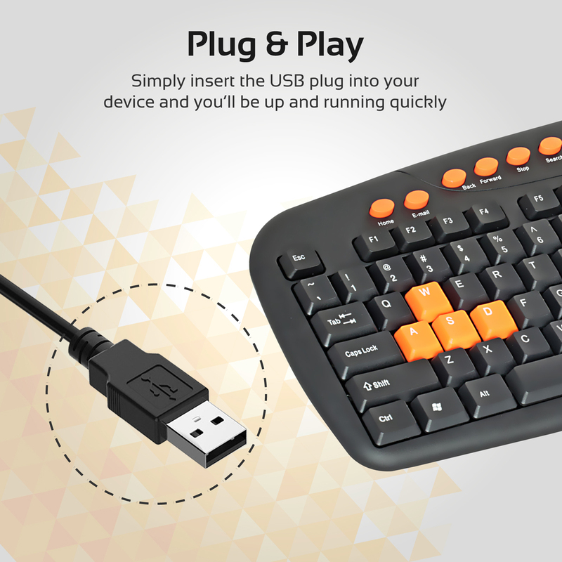 Promate EasyKey-2 Gaming Keyboard, Ergonomic Multimedia with Swappable Gaming Keys, 10 Million Keystroke Life, Quiet Keys, Black