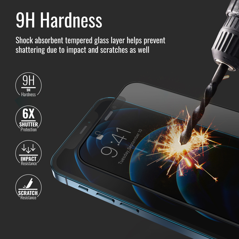 Promate Apple iPhone 12 Pro Max Matte Privacy Screen Protector, WatchDog-i12Max, Black