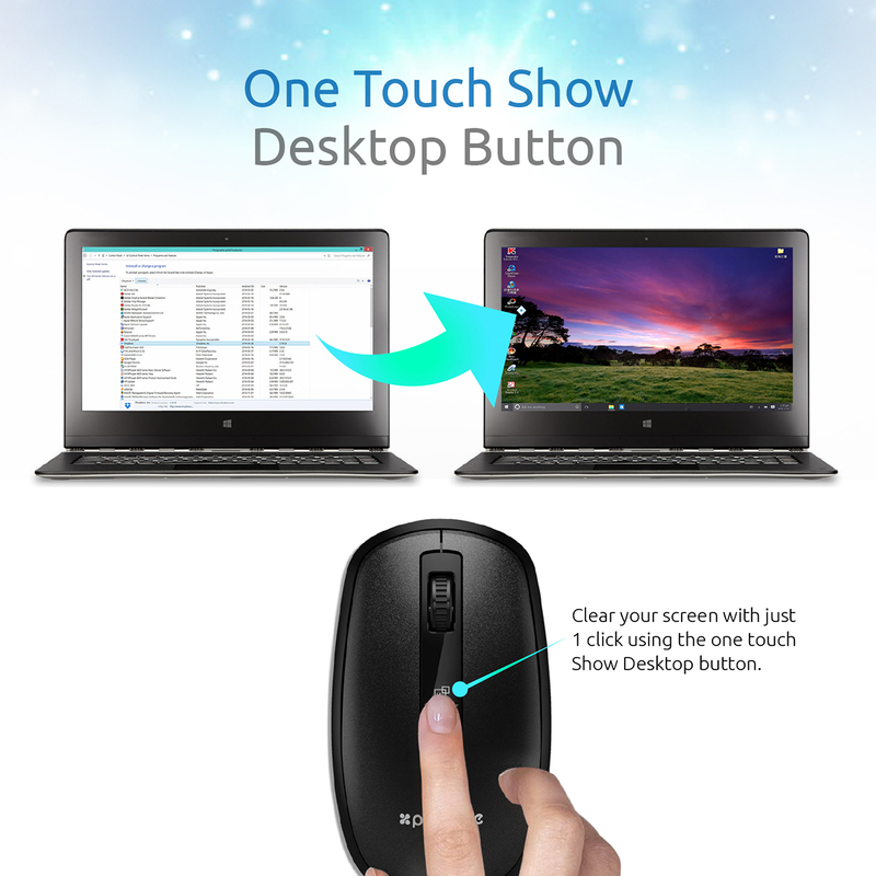 Promate CLIX-3 2.4 Ghz USB Wireless Ergonomic Mouse, Precision Scrolling for Windows Mac, Black