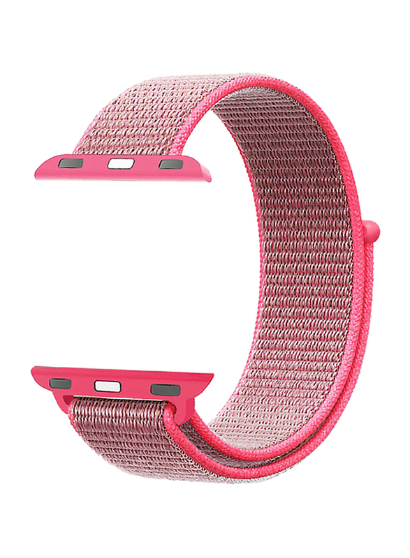 Promate Fibro-42 Sports Loop Band for Apple Watch 42mm/44mm Series 1/2/3/4, Premium Nylon Weave Mesh with Dense Loop and Adjustable Wrist Strap, Workout, Fitness, Running, Pink