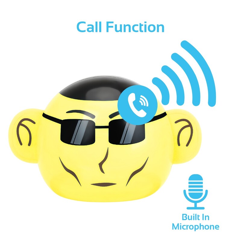 Promate Ape Bluetooth Speaker, Portable Monkey Shape Multifunction Wireless with 3.5mm Audio Jack and Thumbs-up Adjustable Flexible Smartphone Holder, Yellow