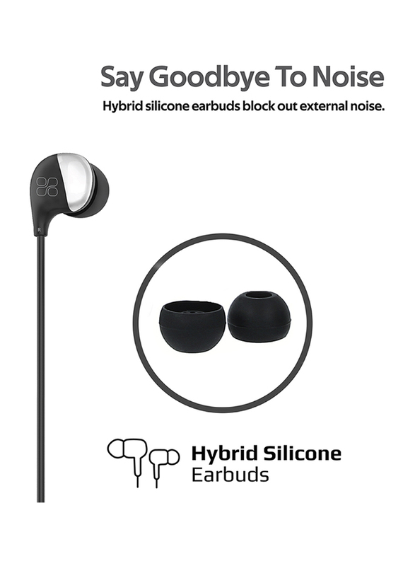 Promate Comet 3.5mm Jack Stereo In-Ear Noise Cancelling Headphones with Mic, Black