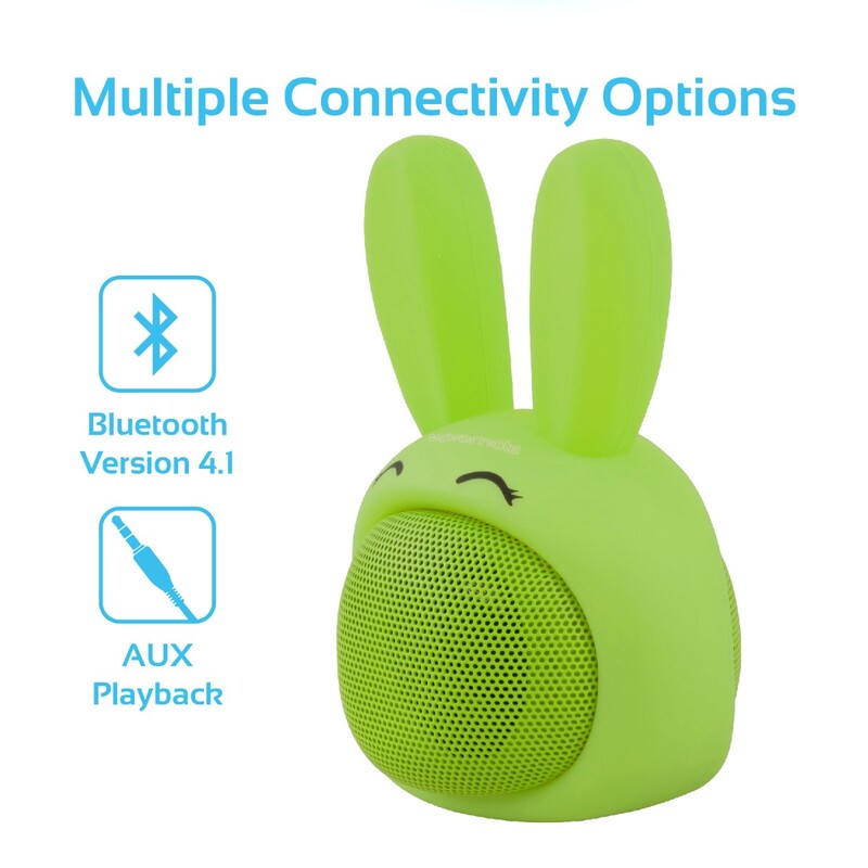 Promate Bunny Kids Bluetooth Speaker, Portable Wireless V4.1 Speaker with HD Sound Quality, Hands-Free Call Function and Cute Bunny Design, Green