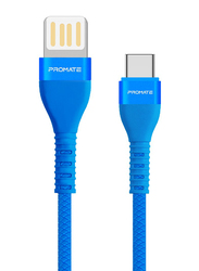 Promate 1.2-Meter VigoRay-C USB Cable, Reversible USB-A Male to USB-C, Tangle Free, High-Speed Fast Sync/Charge 2A for Samsung Galaxy Note 9/S9/S9+/S8/S8+, LG V30/V20 and Nintendo Switch, Blue