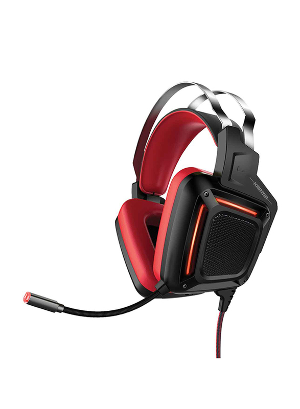 

Promate Karma Over-Ear Gaming Noise Cancelling Headphone, Haptic Vibration Feedback with Mic, Soft Earpads and Adjustable Headband, Red