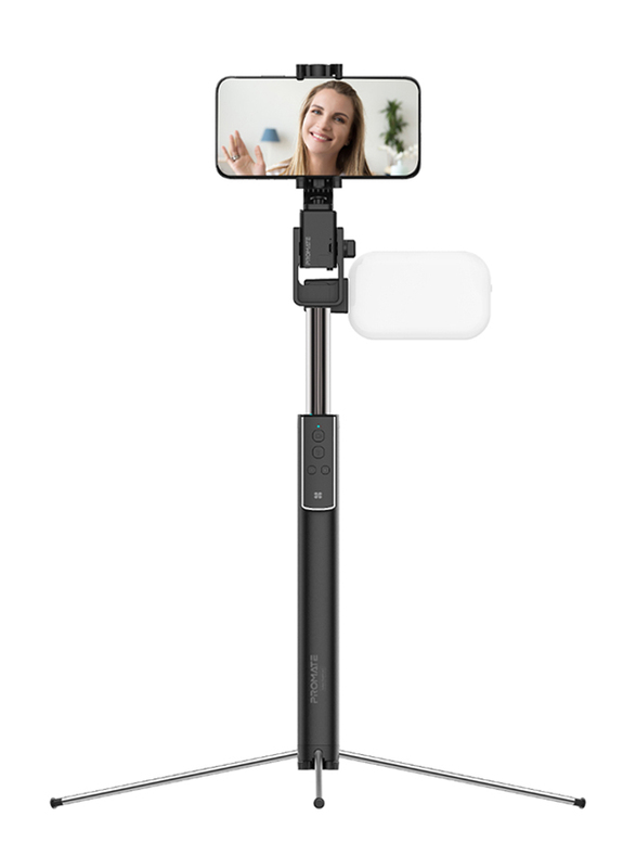Promate iPhone 12/12 Pro Selfie Stick with Tripod, Black