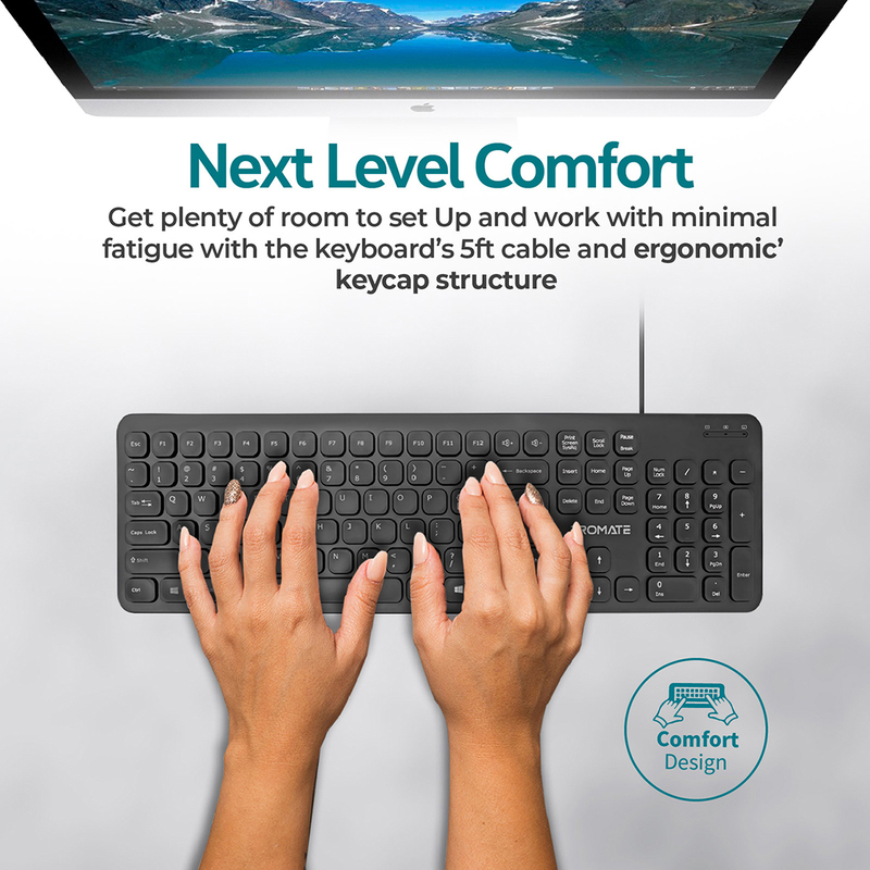 Promate Wired English Keyboard, EasyKey-4, Black