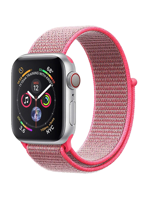Promate Fibro-38 Sports Loop Band for Apple Watch 38mm/40mm Series 1/2/3/4, Premium Nylon Weave Mesh with Dense Loop and Adjustable Wrist Strap, Workout, Fitness, Running, Pink