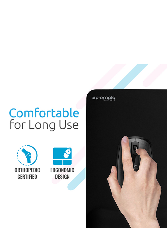 Promate Accutrack-2 Mouse Pad for Laptops/Desktop, Ergonomic Non-Slip with Anti-Microbial Memory Foam Wrist Support & Large Accurate Tracking Surface, Black