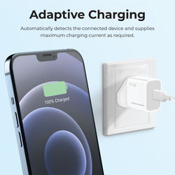 Promate UK Plug Wall Charger with 20W PD and USB Type-C Port for Smartphones, PowerPort-20PD, White