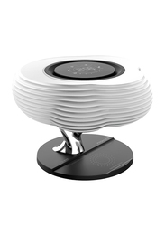 Promate Desk Lamp with 10W Qi Wireless Charger, Cloud Design TWS 10W True Wireless Speaker and Smart Nightlight, Black/White