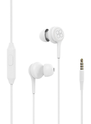 Promate Duet 3.5mm Jack In-Ear Hi-Res Noise Isolating Earphones with Built-in Mic, White