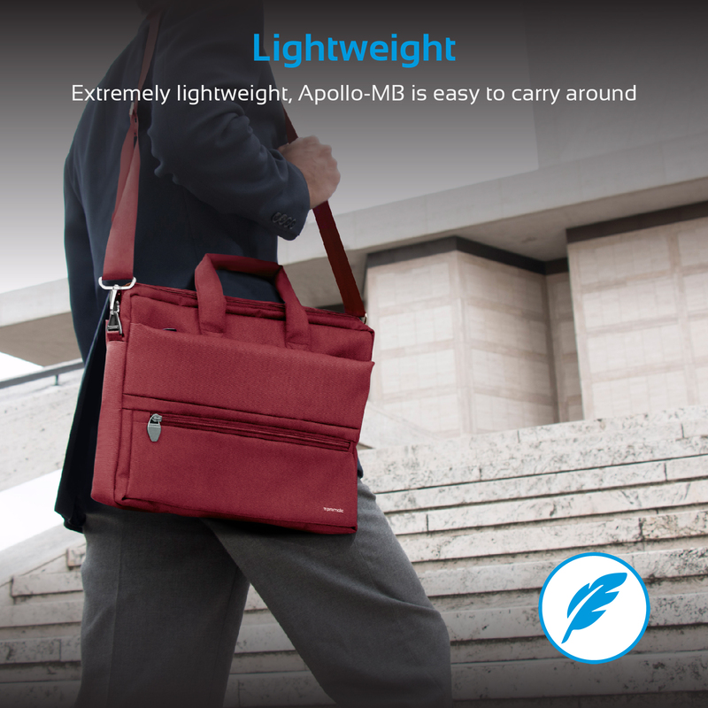 Promate Apollo-MB Messenger Bag Laptop, Multifunction Shoulder Bag with Multiple Storage Pocket, Detachable Sling and Water-Resistance for 15.6 Inch Laptops, Tablet, Red