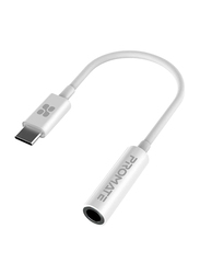 Promate AUXLink-C 3.5mm Audio Jack Adapter, USB Type C Male to 3.5mm Headphone Jack Female, HD Sound Audio Cable for Google Pixel 2, 3, XL/Samsung/Essential/Huawei/Moto/OnePlus/HTC/Xiaomi, White