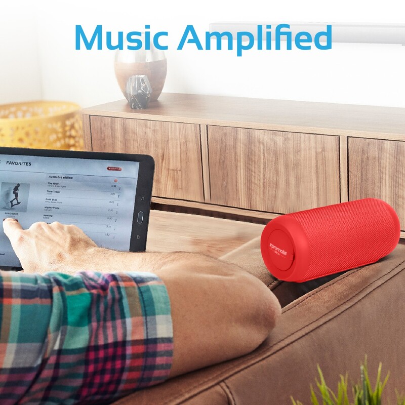 Promate Silox True Wireless Stereo Speaker, Portable Bluetooth 20W with IPX6 Water Resistant, FM Radio, Micro SD Card Slot, USB Port, Audio Jack and Built-In Mic, Red