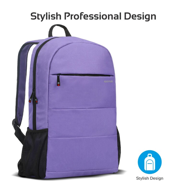 Promate Alpha-BP Travel Laptop Backpack, Lightweight Water-Resistant with Anti-Theft Secure Pockets and Adjustable Padded Strap for Men, Women, 15.6 Inch Laptop and Notebook, Blue