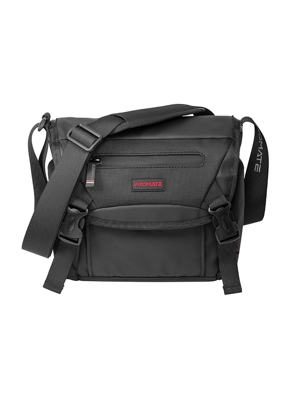 Promate Arco Small DSLR Shoulder Bag for Mirrorless DSLR/SLR/Lens/ Camcorders, with Shockproof, Adjustable Foam Padded Divider, Quick Access Pocket and Rain Cover, Black