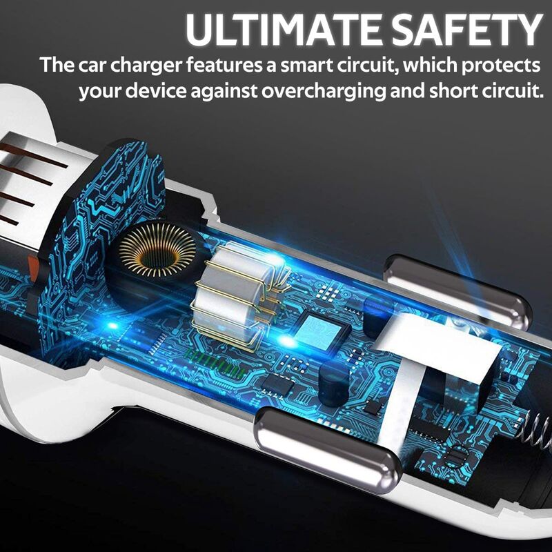 Promate VolTrip Duo 3.4A Fast Charging Car Charger, with Smart Output and Short Circuit Protection, White