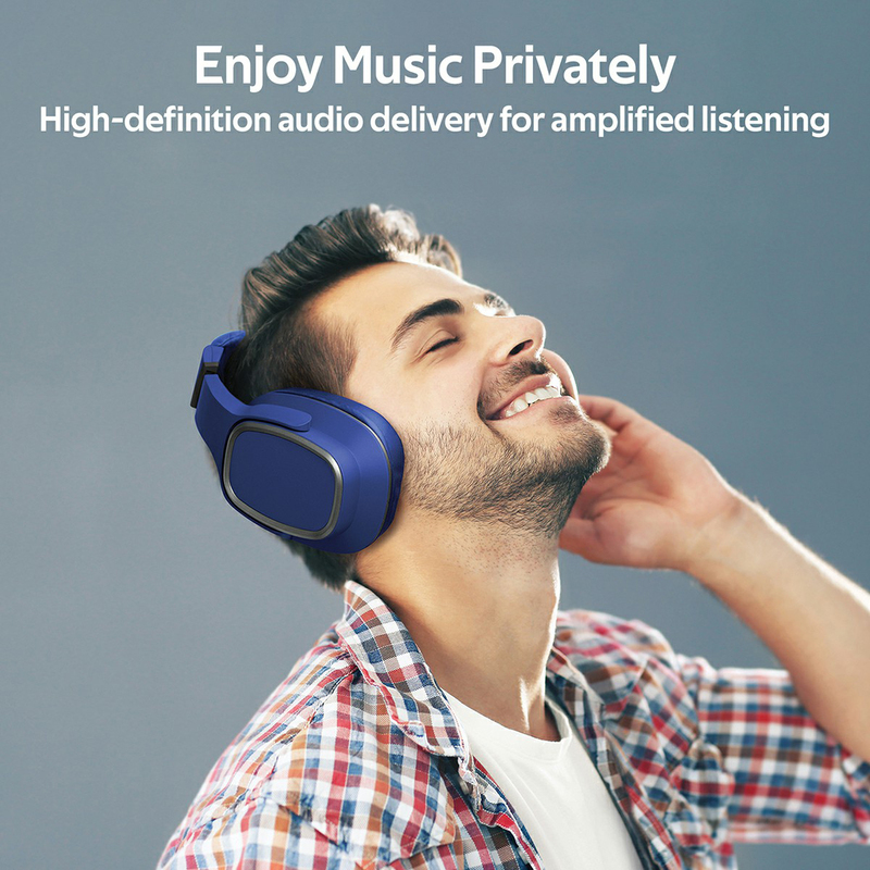 Promate Corvin Wireless 2-in-1 High Definition Over-Ear Headphones with Built-in Mic and 6W Speaker, MicroSD Card Slot, Blue