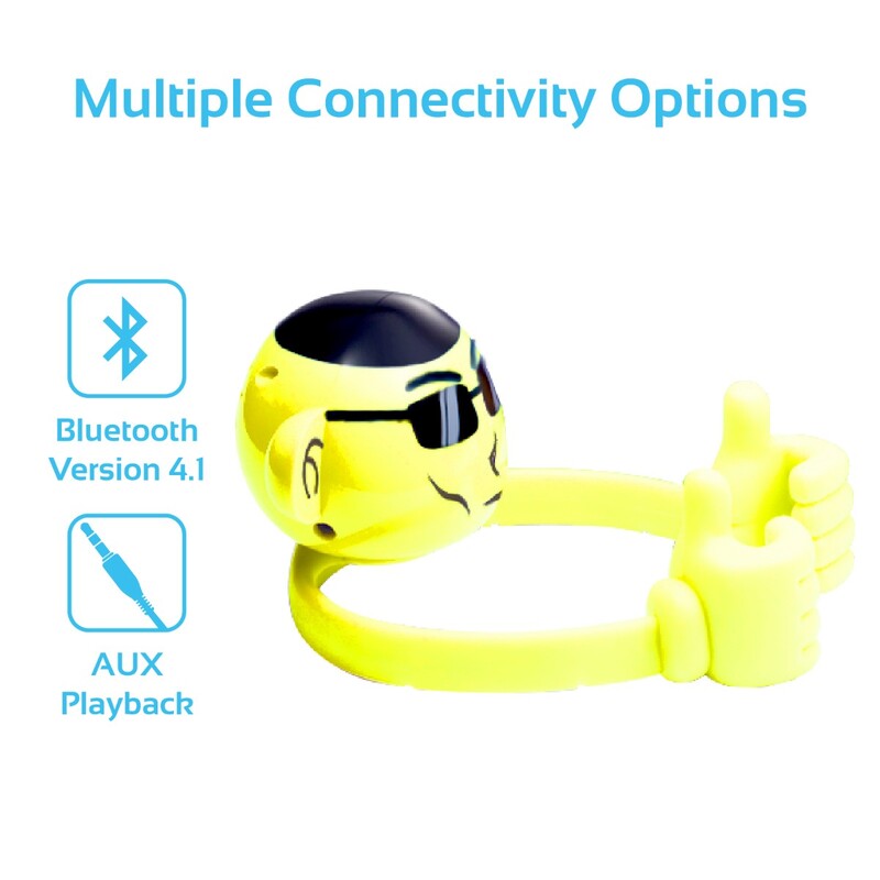 Promate Ape Bluetooth Speaker, Portable Monkey Shape Multifunction Wireless with 3.5mm Audio Jack and Thumbs-up Adjustable Flexible Smartphone Holder, Yellow
