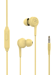 Promate Duet 3.5mm Jack In-Ear Hi-Res Noise Isolating Earphones with Built-in Mic, Yellow