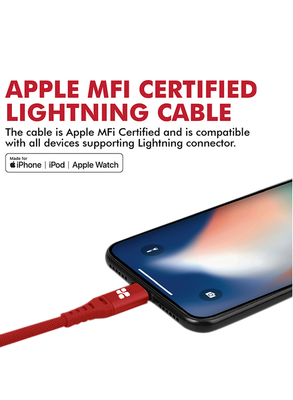 

Promate 2-Meter NerveLink-i2 Lightning Cable, High-Speed 2.4A USB A Male to Lightning, MFi Certified, with Tangle-Free Design and Protection for Apple