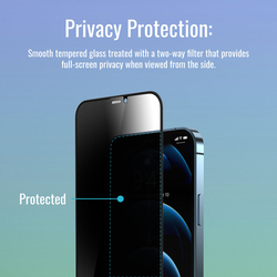 Promate Apple iPhone 13 Aegis Anti-Spy 3D Tempered Privacy Glass Screen Protector, with Built-In Silicone Bumper, 9H Hardness and Shatter Protection, Black