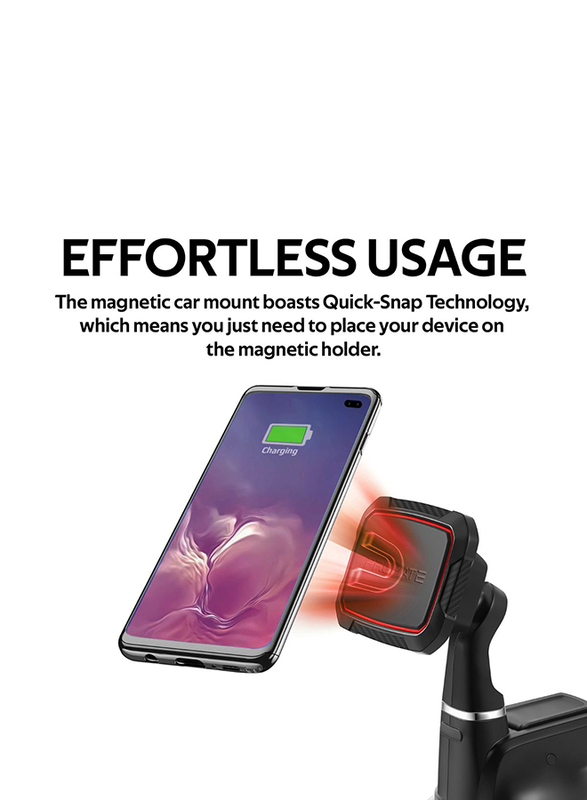 Promate MagMount Magnetic Car Phone Mount, Universal Windshield Magnetic Suction Cup Mount with 6 Neodymium Magnets, Anti-Slip Grip and 360 Rotation View, Maroon