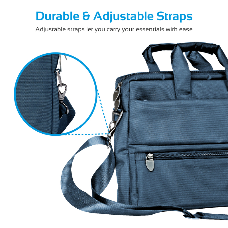 Promate Apollo-MB Messenger Bag Laptop, Multifunction Shoulder Bag with Multiple Storage Pocket, Detachable Sling and Water-Resistance for 15.6 Inch Laptops, Tablet, Blue