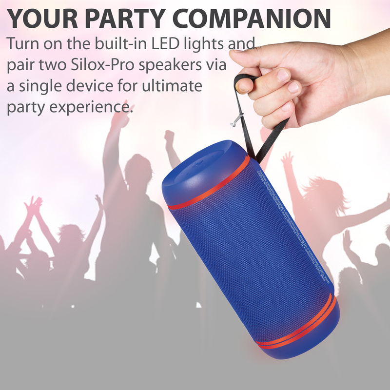 Promate Silox-Pro Portable Indoor/Outdoor 30W Wireless Bluetooth Stereo Speaker, IPX6 Water-Resistant with Mic, FM Radio, TF Card Slot, USB Port, Audio Jack & Built-In 6600mAh Power Bank, Blue