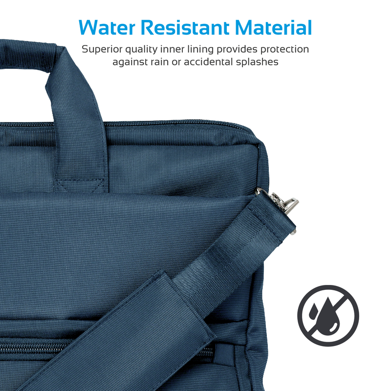 Promate Apollo-MB Messenger Bag Laptop, Multifunction Shoulder Bag with Multiple Storage Pocket, Detachable Sling and Water-Resistance for 15.6 Inch Laptops, Tablet, Blue