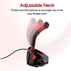 Promate Tweeter-4 Desktop Microphone for Laptop/PC/iMac/Gaming Skype Audio Recording, Professional Digital 3.5mm Jack Microphone Stand with Adjustable Neck, Red