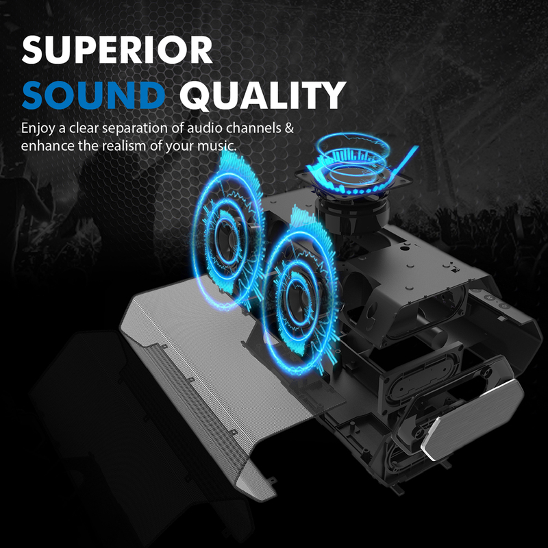 Promate Maestro Portable Wireless Speaker, Premium Stereo Sound 40W Bluetooth with Powerful 20W Subwoofer, Dual Tweeter, 3.5mm Jack, Micro SD Card Slot and Built-In Mic, Black