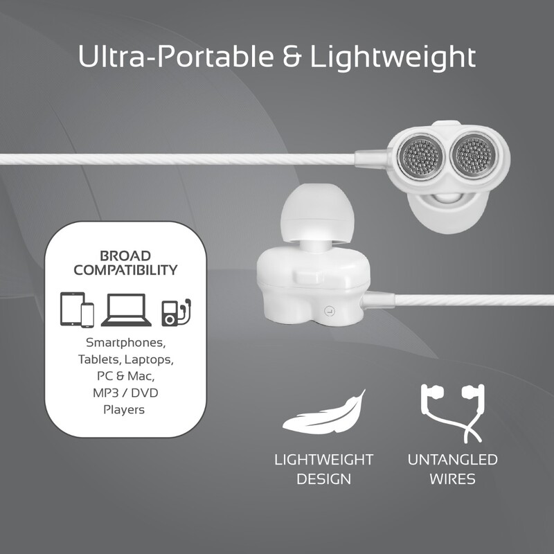 Promate Ivory In-Ear Earphones, Premium Dual-Driver Stereo Earbuds with Dual Dynamic Sound, Built-In Microphone, Anti Tangle Cords and Noise Isolation, Black