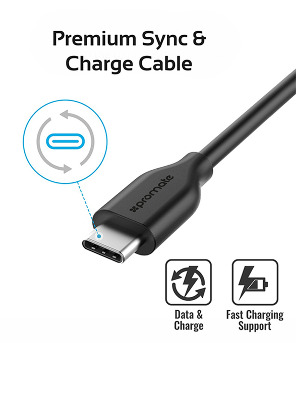 Promate AutoKit-HM 3-In-1 Car Kit, Potable 3.1A Dual USB Car Charger Adapter with USB Type-C to USB Data Sync Cable, Over Charging Protection and Car Phone Mount for Tablets and Mobile Phones, Black
