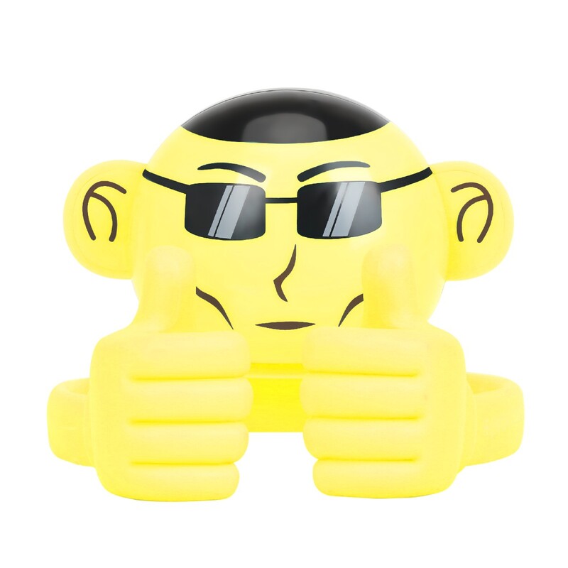 Promate Ape Bluetooth Speaker, Portable Monkey Shape Multifunction Wireless with 3.5mm Audio Jack and Thumbs-up Adjustable Flexible Smartphone Holder, Yellow