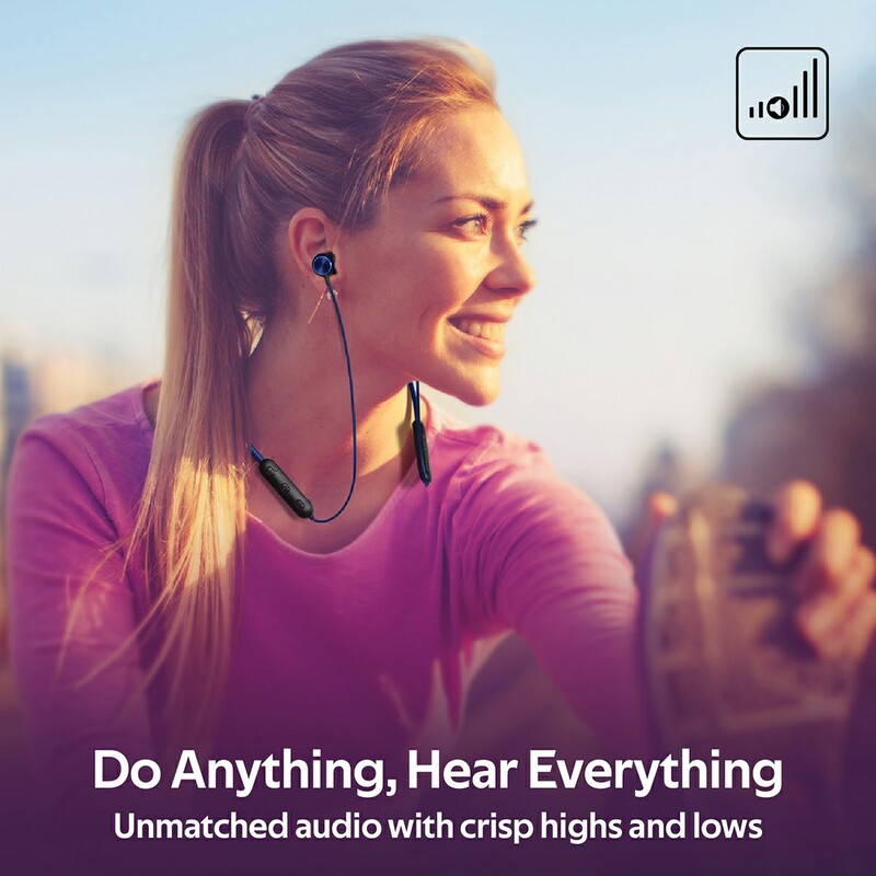 Promate Bali Bluetooth In-Ear Neckband Earphones with Built-in Hi-Res Mic, Magnetic Closure, Blue