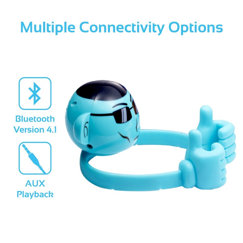 Promate Ape Bluetooth Speaker, Portable Monkey Shape Multifunction Wireless with 3.5mm Audio Jack and Thumbs-up Adjustable Flexible Smartphone Holder, Blue